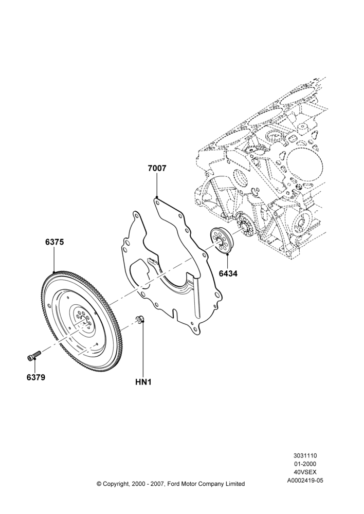 10A - Flywheel, 4.0L V6 12V SOHC EFI, Automatic; 31/JAN/2000-30/JUN/2005