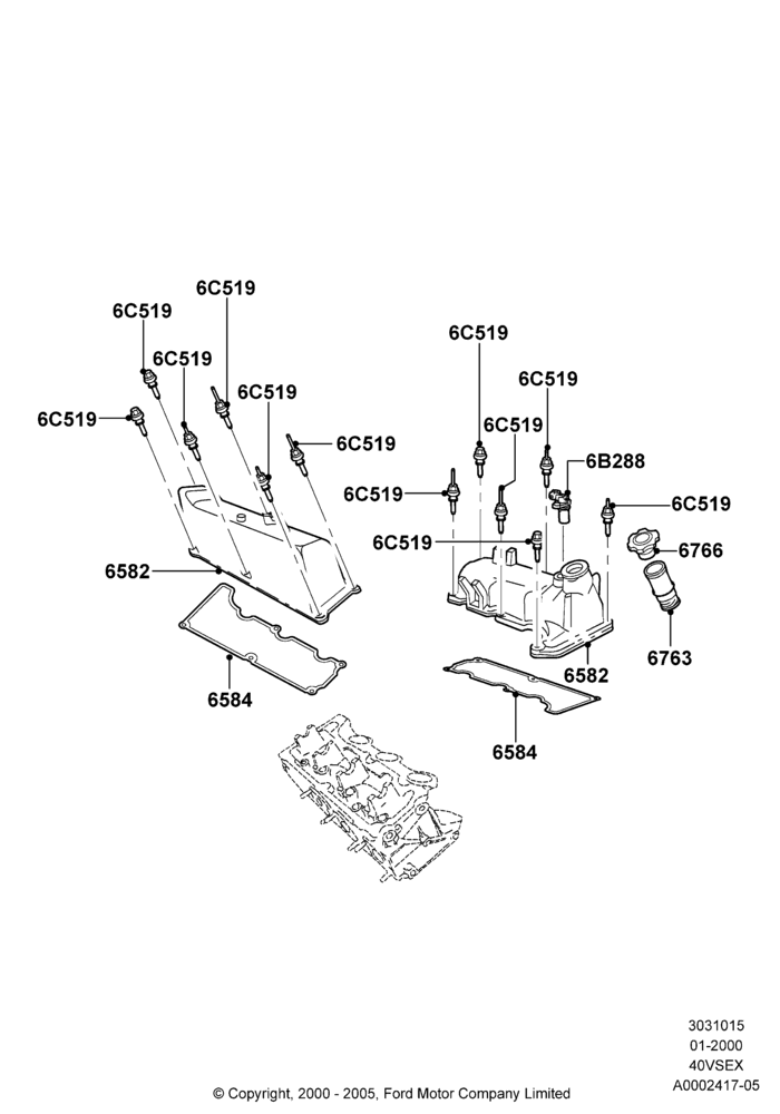 15A - Cylinder Head Cover, 4.0L V6 12V SOHC EFI; 31/JAN/2000-30/JUN/2005