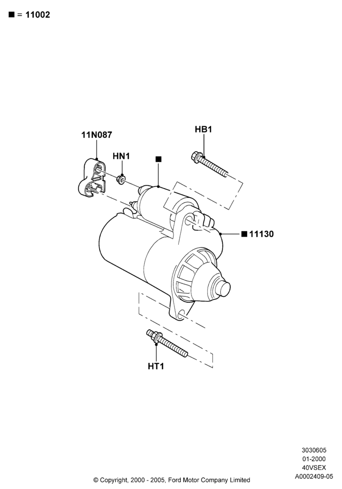 05A - Starter Motor, 4.0L V6 12V SOHC EFI; 31/JAN/2000-30/JUN/2005