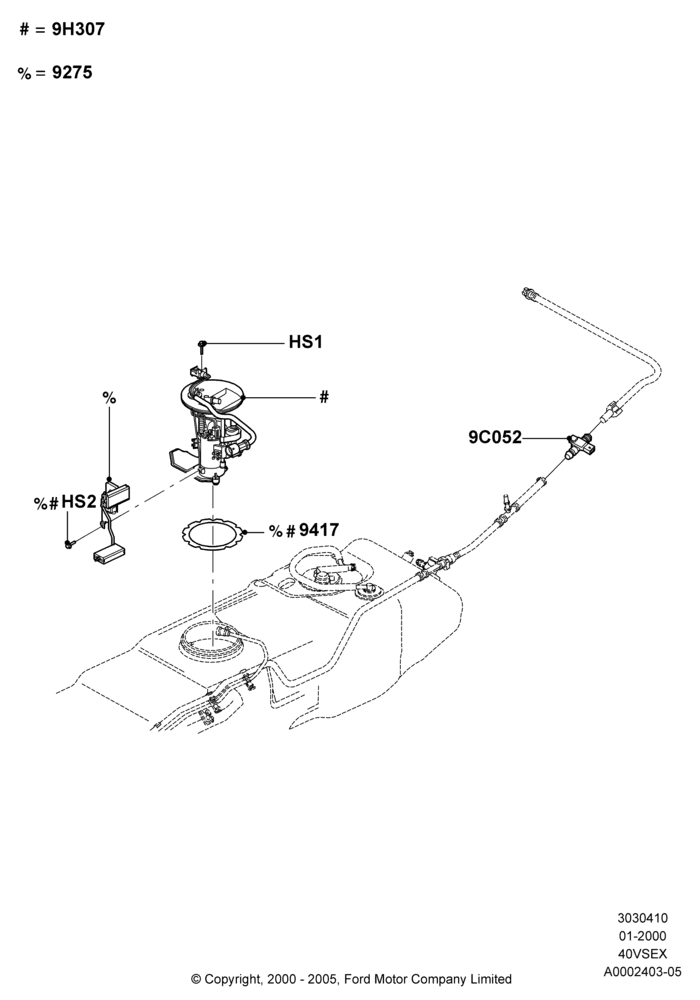 10A - Fuel Pump And Sender Unit, 4.0L V6 12V SOHC EFI, For Unleaded Fuel; 31/JAN/2000-23/APR/2001