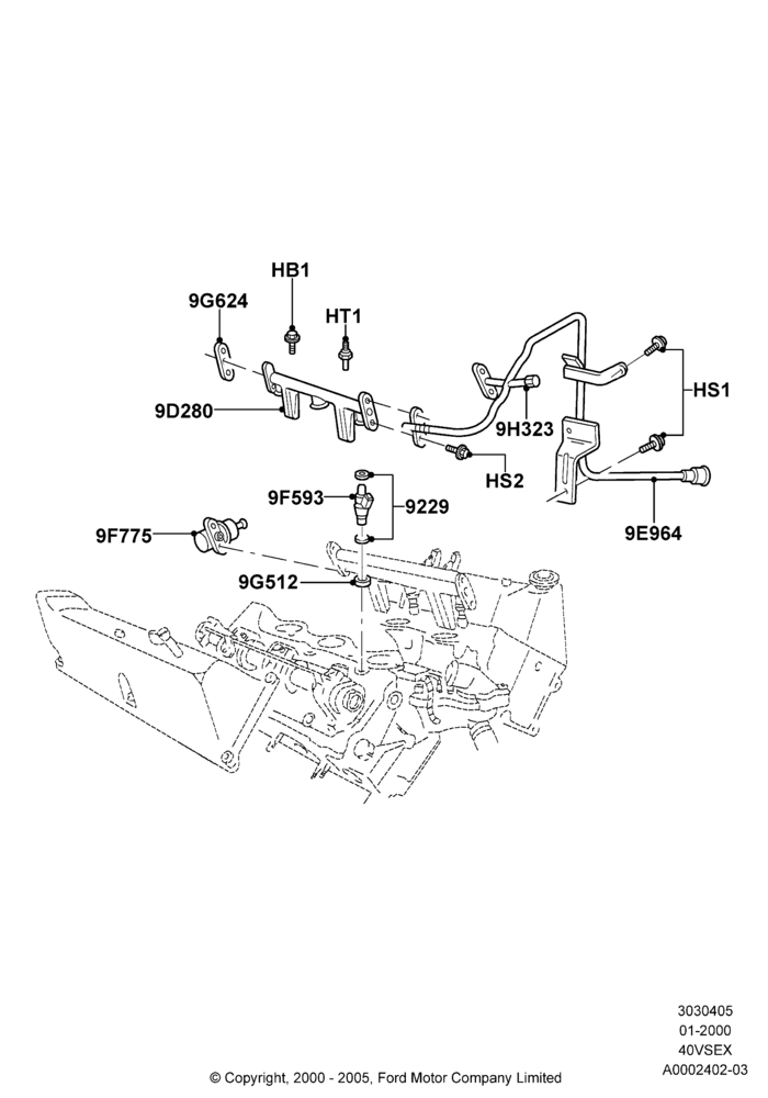 05A - Fuel Injectors and Pipes, 4.0L V6 12V SOHC EFI; 31/JAN/2000-24/JUL/2000