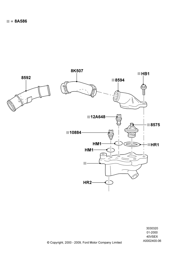 Thermostat/Housing & Related Parts, 4.0L V6 12V SOHC EFI