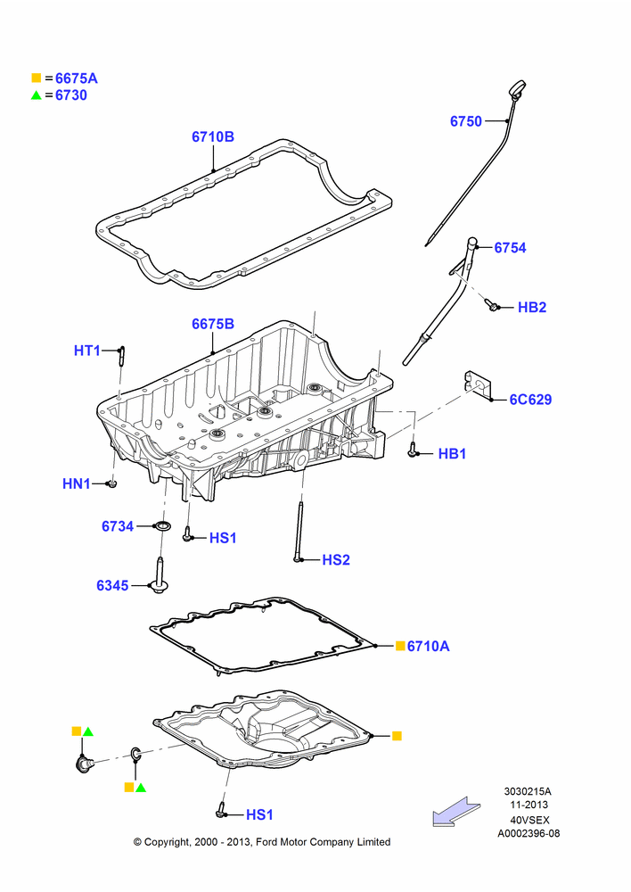 15A - Oil Pan/Oil Level Indicator, 4.0L V6 12V SOHC EFI; 31/JAN/2000-30/JUN/2005