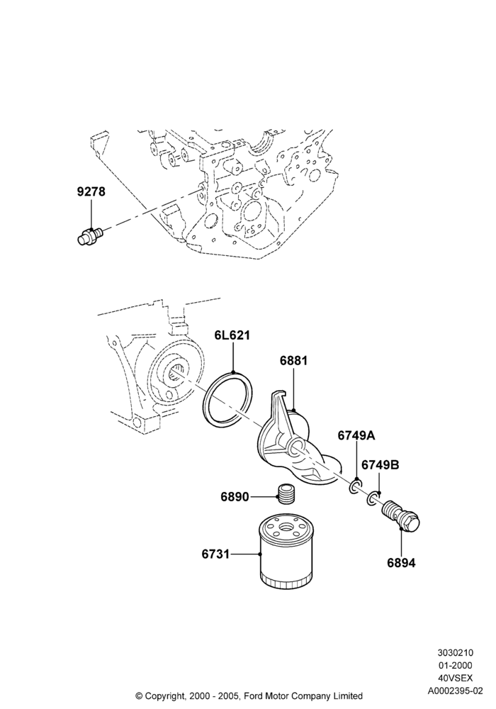 10A - Oil Cooler and Filter, 4.0L V6 12V SOHC EFI; 31/JAN/2000-30/JUN/2005