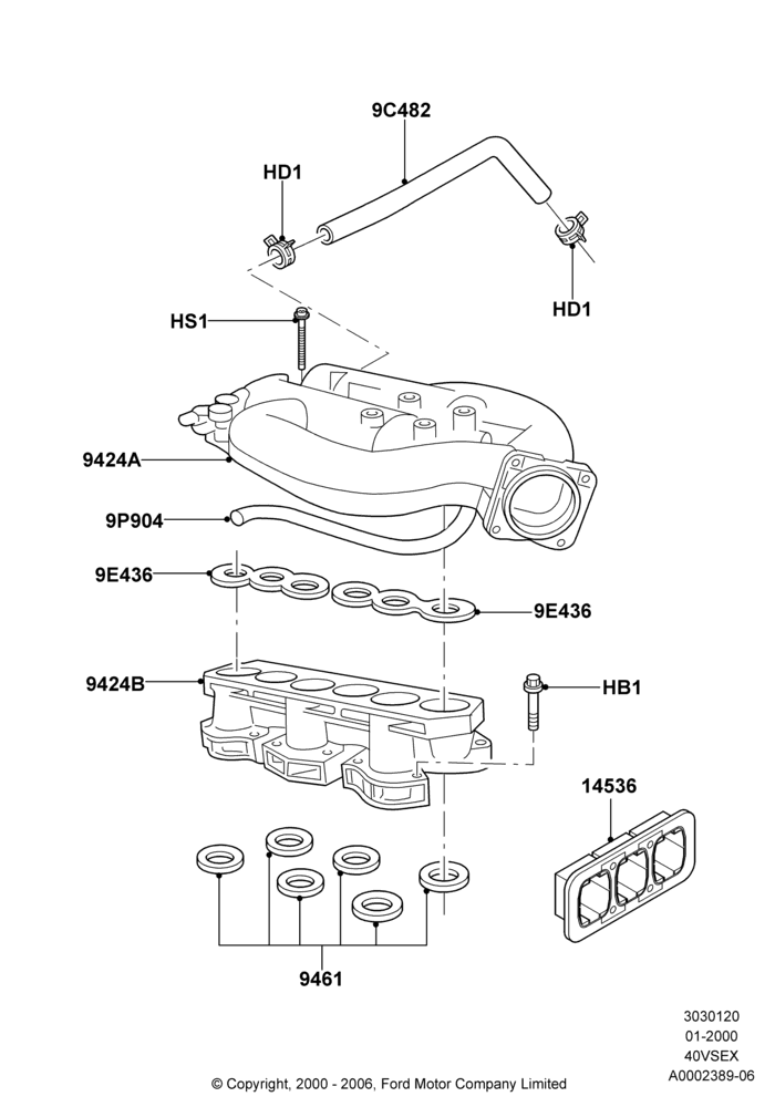 20A - Intake Manifold, 4.0L V6 12V SOHC EFI; 31/JAN/2000-24/JUL/2000