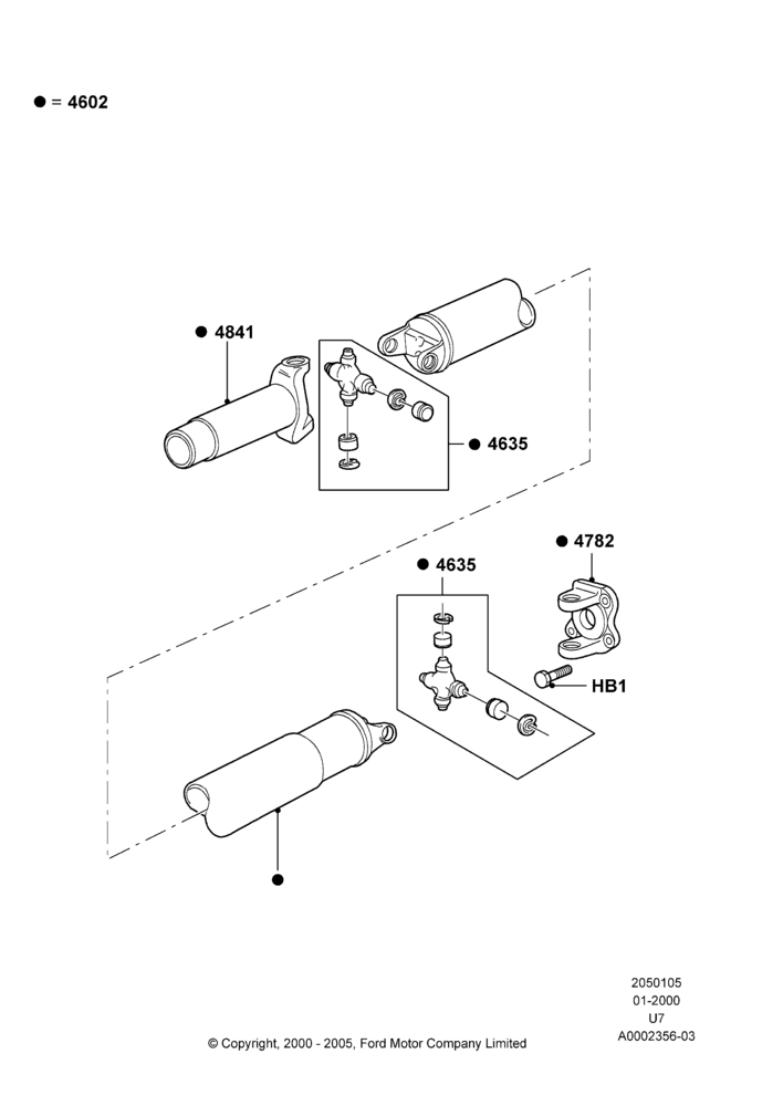 05A - Drive Shaft - Rear Axle Drive, 2WD; 31/JAN/2000-09/MAY/2003