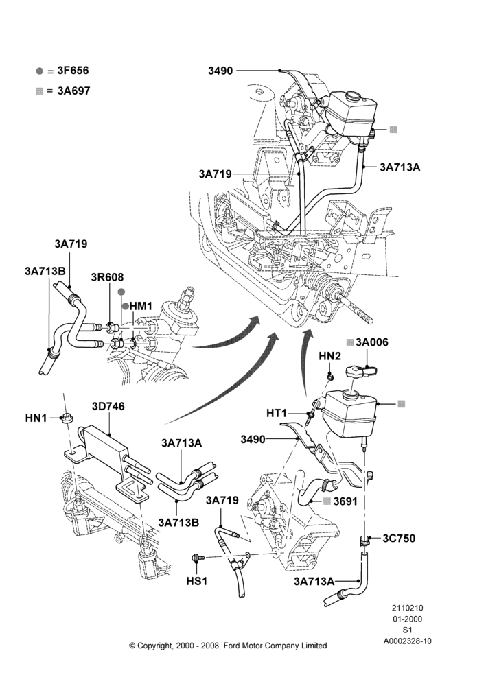 10A - Supply & Return Hoses - Power Strg; 31/JAN/2000-08/NOV/2001