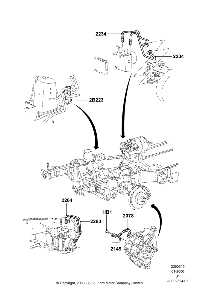 15B - FRONT BRAKE LINES, 4WD; 31/JAN/2000-09/MAY/2003
