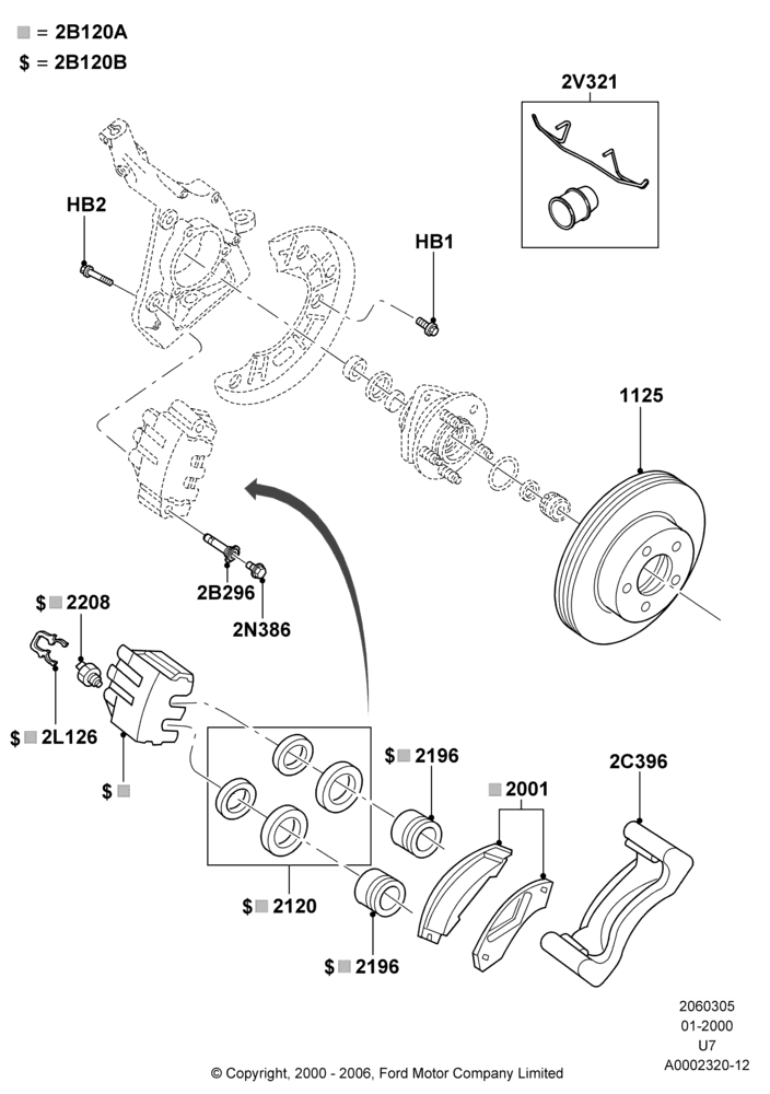 05B - Front Brake Discs and Calipers, 4WD; 31/JAN/2000-09/MAY/2003
