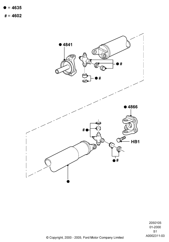 05A - Drive Shaft - Rear Axle Drive, 2WD; 31/JAN/2000-30/JUN/2005