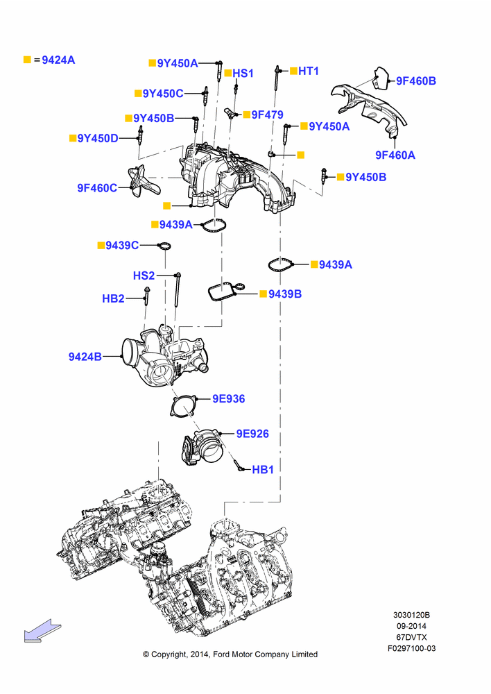 20B - Intake Manifold, Wide Frame (Pickup), 6.7L 4V V8 T/C Diesel; 17/MAR/2014-05/JUL/2016