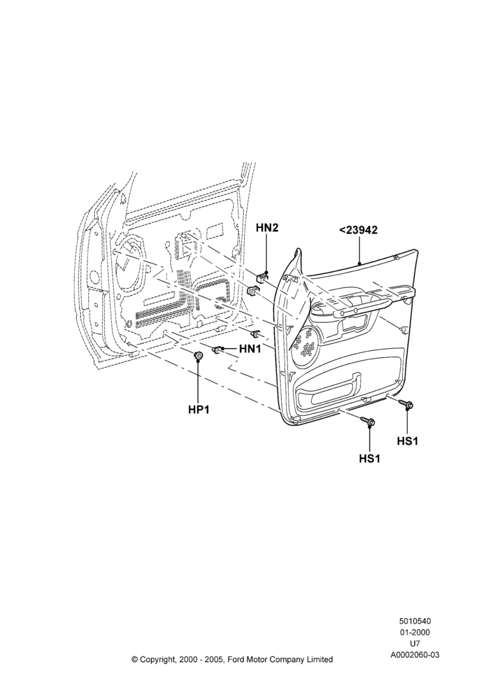 40 - Front Door Trim Panels; 31/JAN/2000-09/MAY/2003