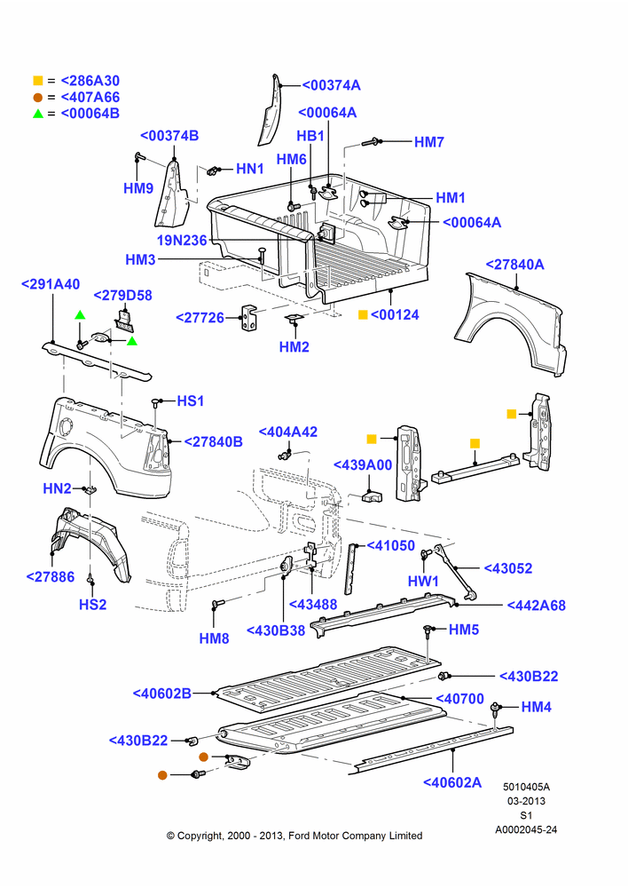05A - Pick Up Box/Tailgate and Tonneau, Production Installed, With Pick Up Box; 31/JAN/2000-30/JUN/2005