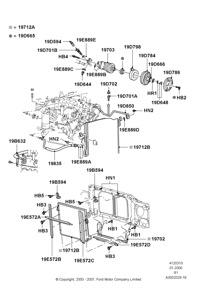 10A - Air Conditioning Condensr/Compressr, Engine Compartment; 31/JAN/2000-30/JUN/2005