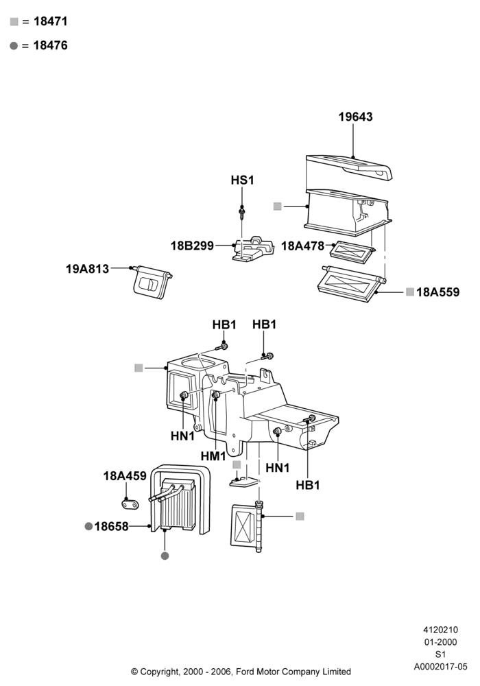 10B - Heater/Air Cond.Internal Components, Instrument Panel; 31/JAN/2000-09/MAY/2003