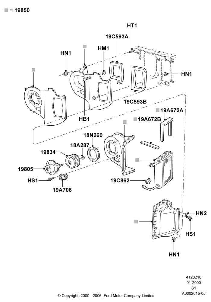 10A - Heater/Air Cond.Internal Components, Engine To Cowl; 31/JAN/2000-09/MAY/2003