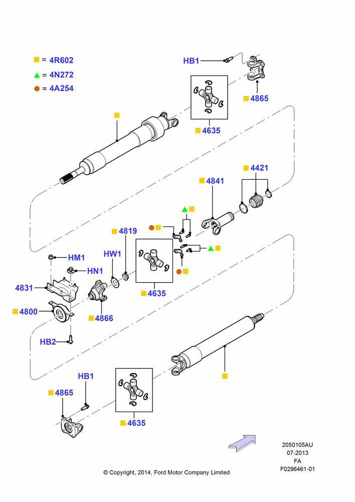 05AU - Drive Shaft - Rear Axle Drive, 172"/4369MM Wheelbase, Ford 450 Series, 2 Piece Driveshaft; 17/MAR/2014-05/JUL/2016