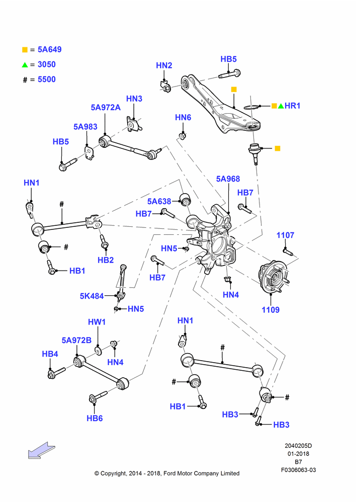05D - Rear Knuckle and Suspension Arms; 16/AUG/2010-30/JUN/2017