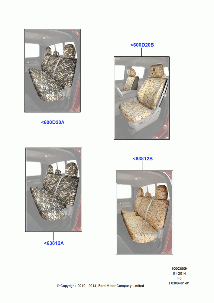 50H - Accessory Front & Rear Seat Covers, Camouflage Design; 03/NOV/2010-20/AUG/2012