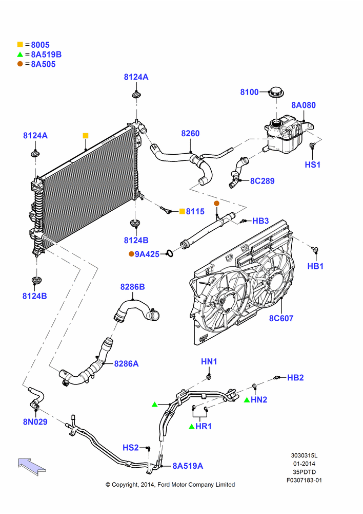 Radiator/Coolant Overflow Container, 3.5L DOHC T/C V6 Gas, Trans Power Take Off Provision