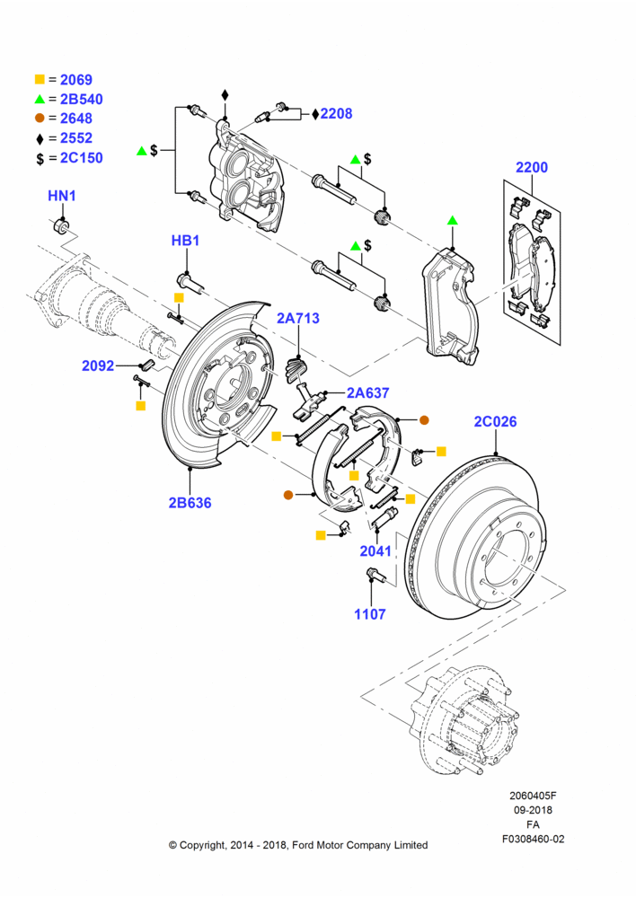 Rear Brake Discs and Calipers, Ford 250 Series, Ford 350 Series, With Double Rear Wheels