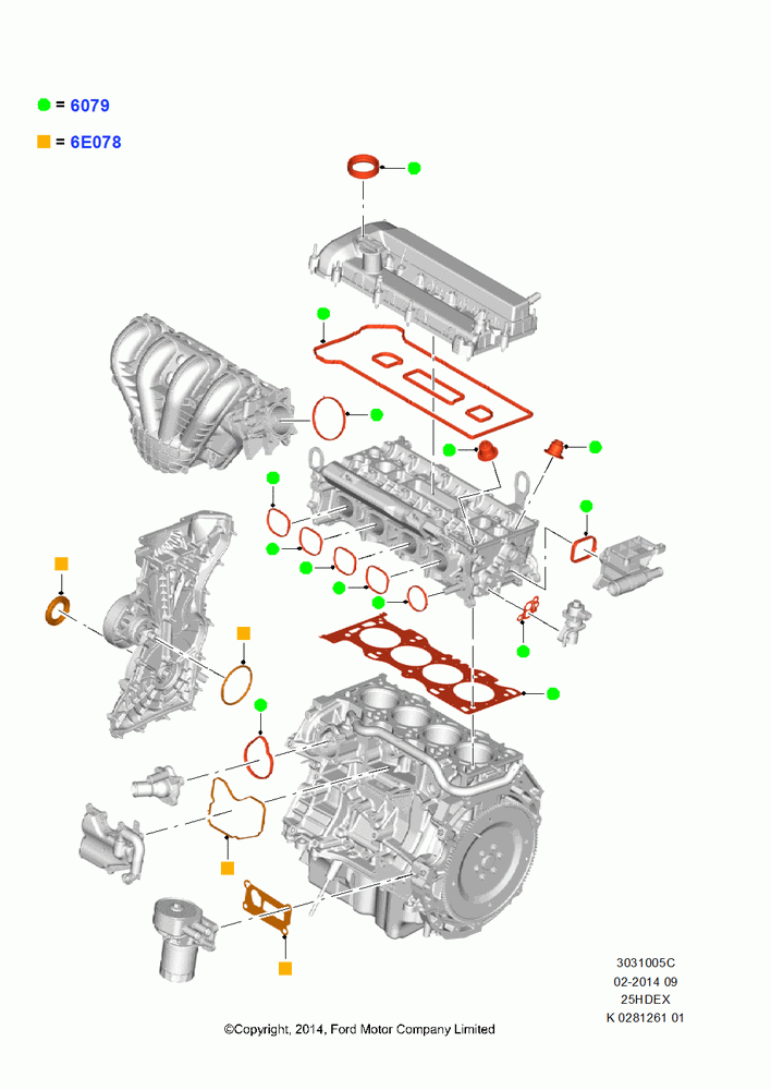 05C - Engine Gasket Kits, 2.5L Duratec (110kW/150PS), (-)"CDN/PR/USA"; 24/MAR/2014