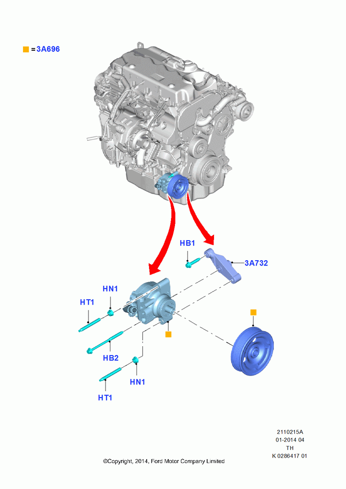 15A - Power Steering Pump Mounting, 3.2L Duratorq-TDCi (200PS) - Puma; 21/APR/2014