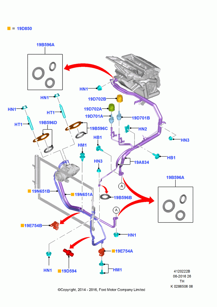 22B - Air Conditioning System, 3.7L 4V PFI V6 NA Gas, 3.5L V6 GTDI, Less Heater/Air Con Prep Pack, Less Rear Seat Climate Control, With Air Conditioning; 21/APR/2014-21/OCT/2019
