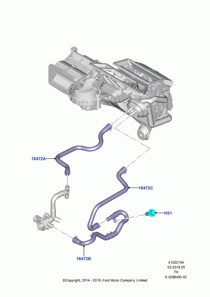 15A - Heater Hoses, Less Heater/Air Con Prep Pack, Less Rear Compartment Heating, Less Rear Seat Climate Control, 3.2L Duratorq-TDCi (200PS) - Puma; 21/APR/2014-21/OCT/2019