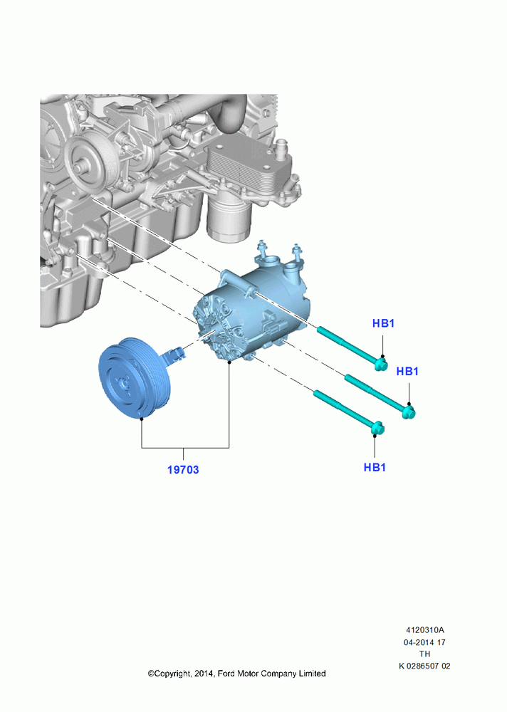 10A - Air Conditioning Condensr/Compressr, 3.2L Duratorq-TDCi (200PS) - Puma, With Air Conditioning, Compressor Assy; 21/APR/2014-21/OCT/2019