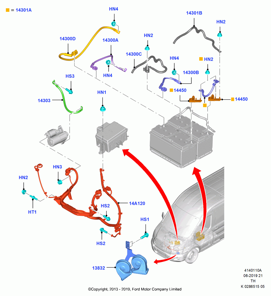 10A - Battery Cables and Horn, 3.7L 4V PFI V6 NA Gas, 3.5L V6 GTDI; 21/APR/2014