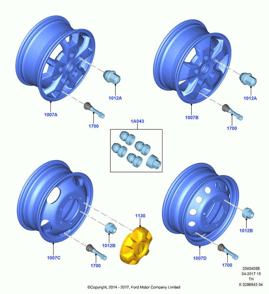05B - Wheels, 6.5 x 16" Alloy - Style A, With 6.5J X 16" Steel Wheel, With 16 X 6" 5-Spoke Alloy Wheel, With 6.5 X 16" Alloy Wheel, 6.0 X 16" HD Forged Alloy Wheels, 6.5 X 16" HD Forged Alloy Wheels; 21/APR/2014