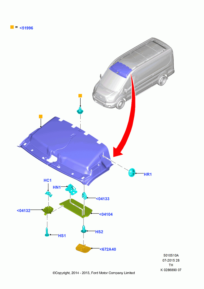 10A - Headlining and Sun Visors, FRONT; 21/APR/2014-21/OCT/2019