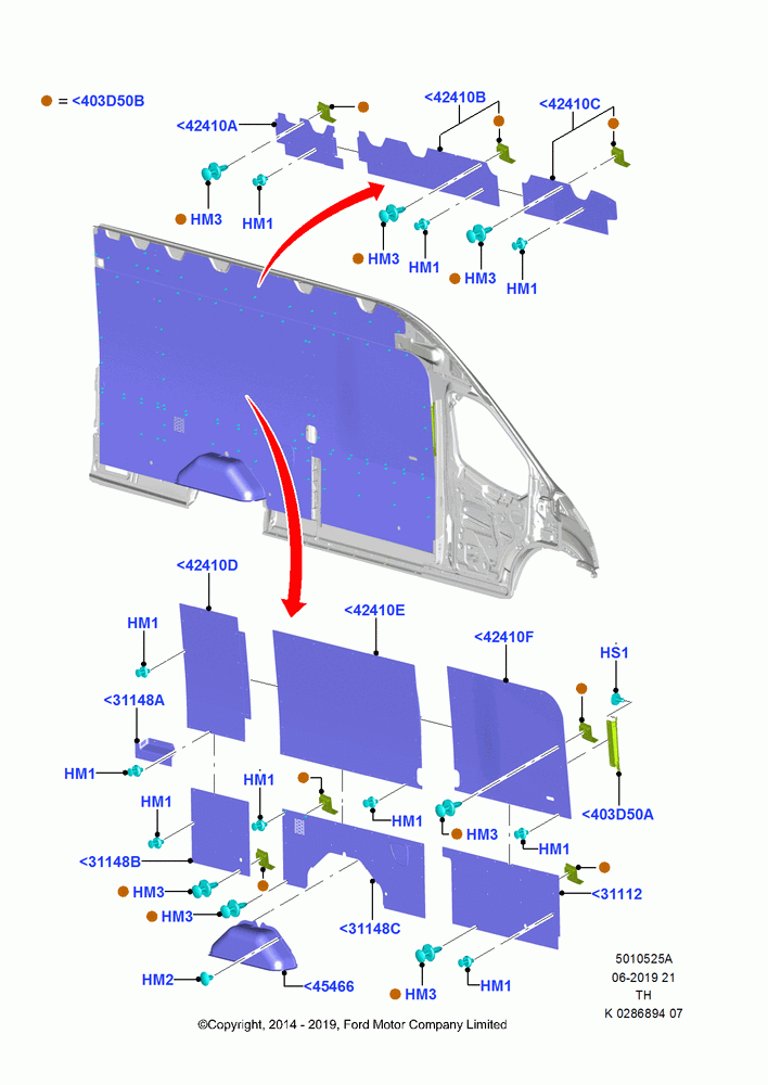25A - Side Trim, Regular Cargo Van, Bodyside Less Load Doors; 21/APR/2014