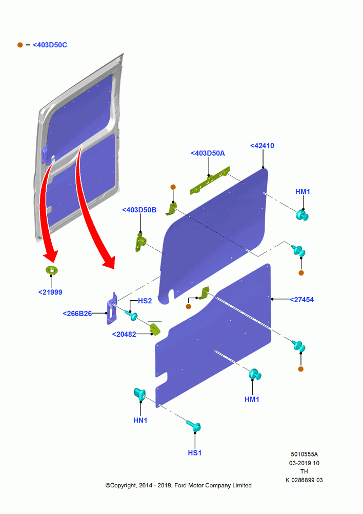 55A - Sliding Door Trim Panels, Regular Cargo Van, With Dual Side Load Doors, With Kerbside Side Load Doors; 21/APR/2014