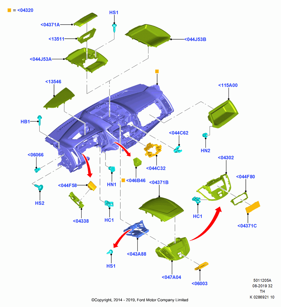 05A - Instrument Panel, Upper; 21/APR/2014-21/OCT/2019