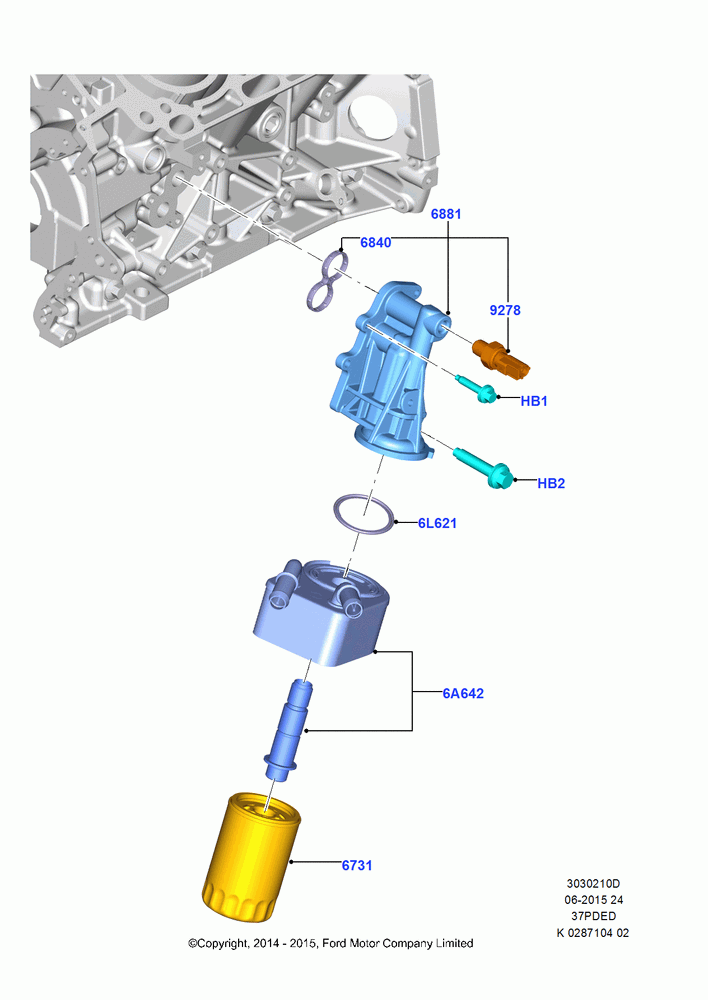 10D - Oil Cooler and Filter, 3.7L 4V PFI V6 NA Gas; 21/APR/2014
