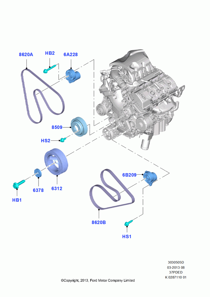 05D - Pulleys and Drive Belts, 3.7L 4V PFI V6 NA Gas; 21/APR/2014