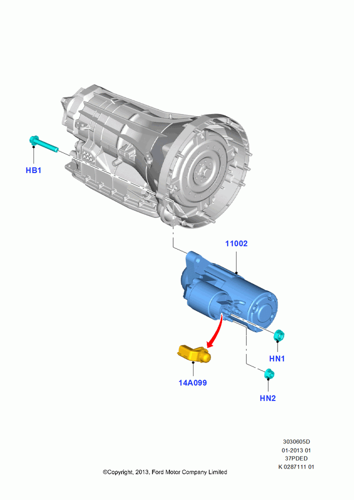 05D - Starter Motor Mountings, 3.7L 4V PFI V6 NA Gas; 21/APR/2014