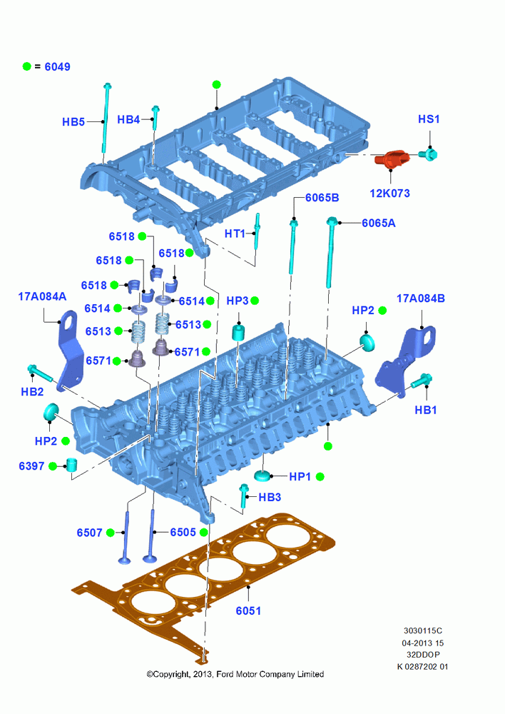 15C - Cylinder Head, 3.2L Duratorq-TDCi (200PS) - Puma; 21/APR/2014
