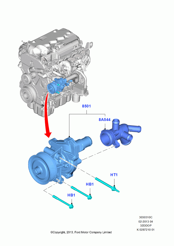 10C - Water Pump, 3.2L Duratorq-TDCi (200PS) - Puma; 21/APR/2014
