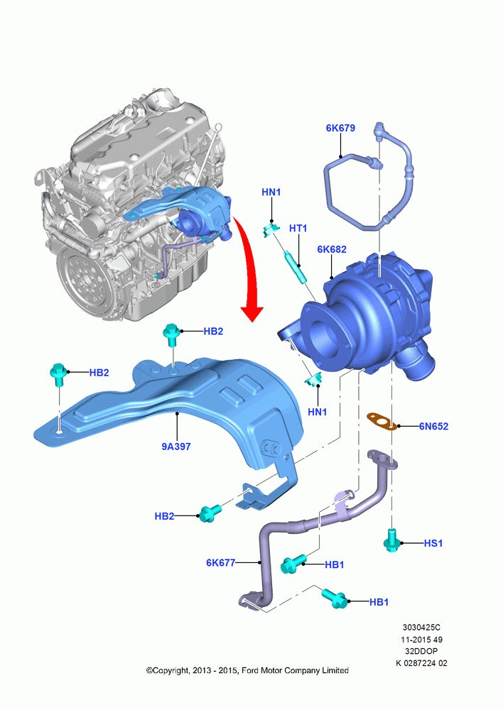 25C - Turbocharger, 3.2L Duratorq-TDCi (200PS) - Puma; 21/APR/2014