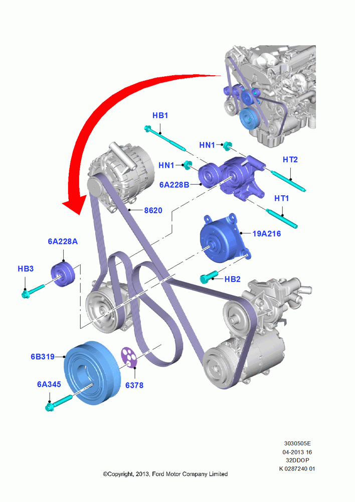 05E - Pulleys and Drive Belts, 3.2L Duratorq-TDCi (200PS) - Puma; 21/APR/2014