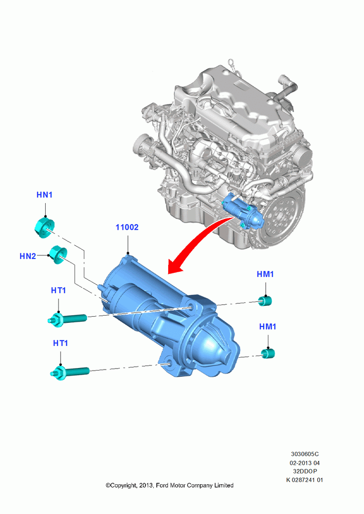 05C - Starter Motor, 3.2L Duratorq-TDCi (200PS) - Puma; 21/APR/2014