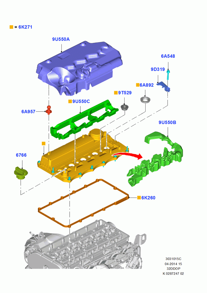 15C - Cylinder Head Cover, 3.2L Duratorq-TDCi (200PS) - Puma; 21/APR/2014