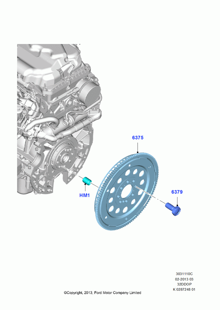 10C - Flywheel, 3.2L Duratorq-TDCi (200PS) - Puma; 21/APR/2014