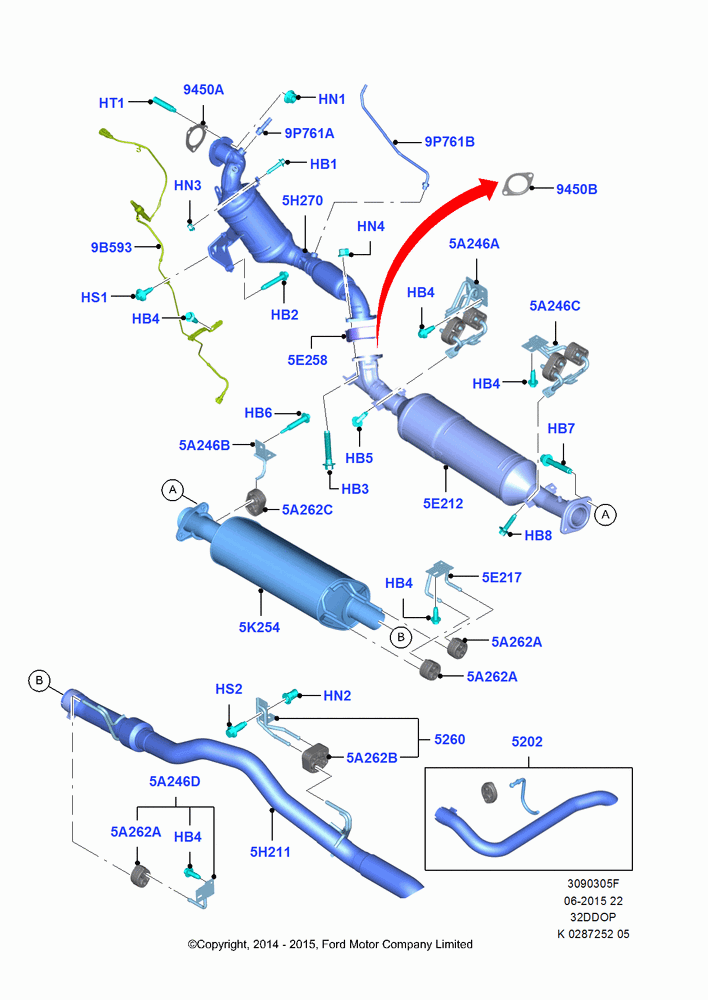 05F - Exhaust System, 3.2L Duratorq-TDCi (200PS) - Puma; 21/APR/2014
