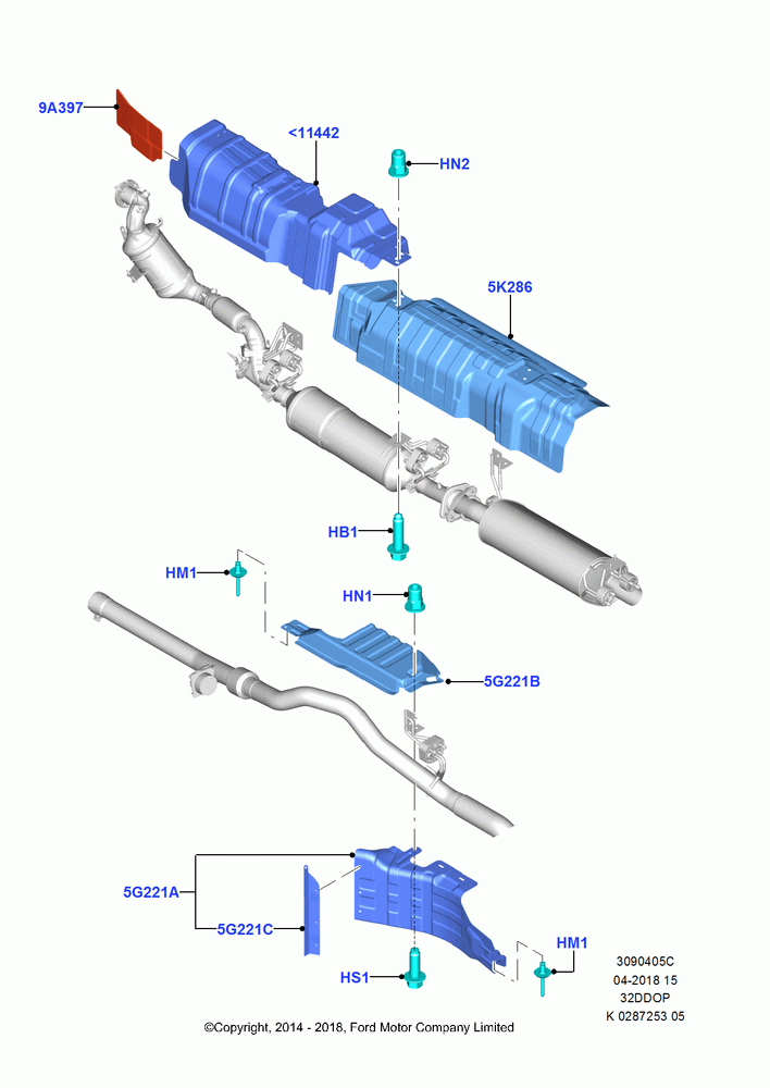 05C - Heat Shields - Exhaust System, 3.2L Duratorq-TDCi (200PS) - Puma; 21/APR/2014