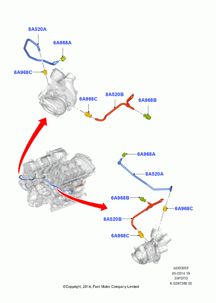 05F - Cooling System Pipes and Hoses, 3.5L V6 GTDI; 21/APR/2014