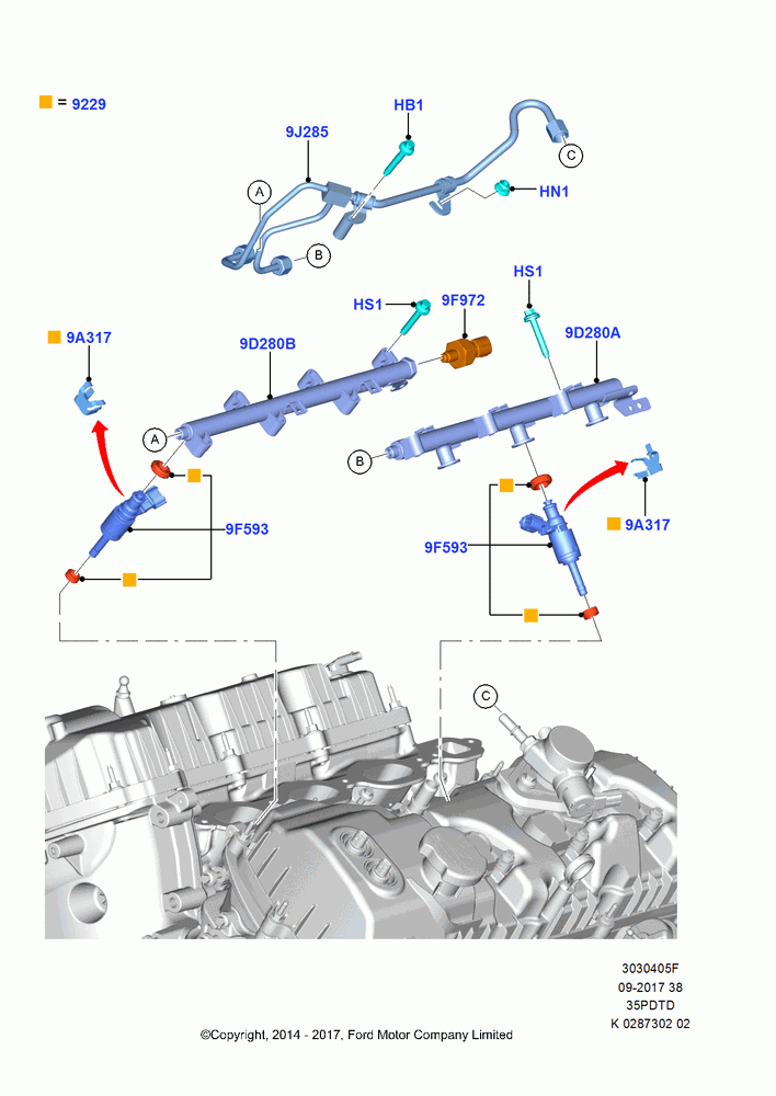 05F - Fuel Injectors and Pipes, 3.5L V6 GTDI; 21/APR/2014